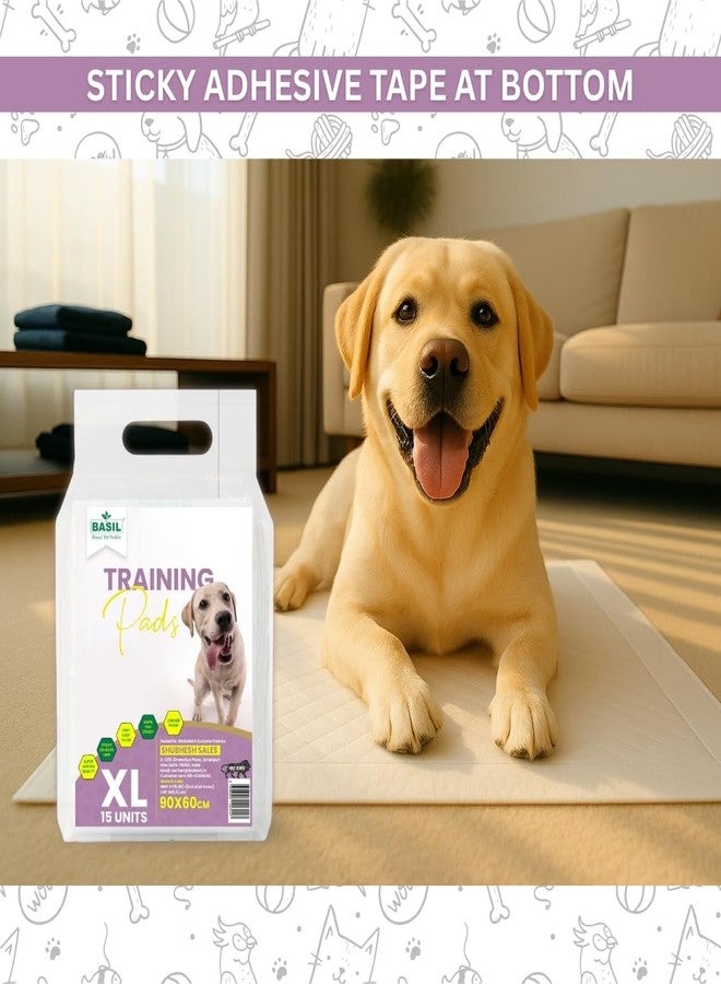 Basil Dogs Training Pads | Ultra-Absorbent & Leakproof Pet Pee Pads | Odor Control, Non-Slip Stick-On Tape | Soft & Comfortable for Indoor & Outdoor Puppy Training | 60 x 90cm | 15 pcs - Image 4